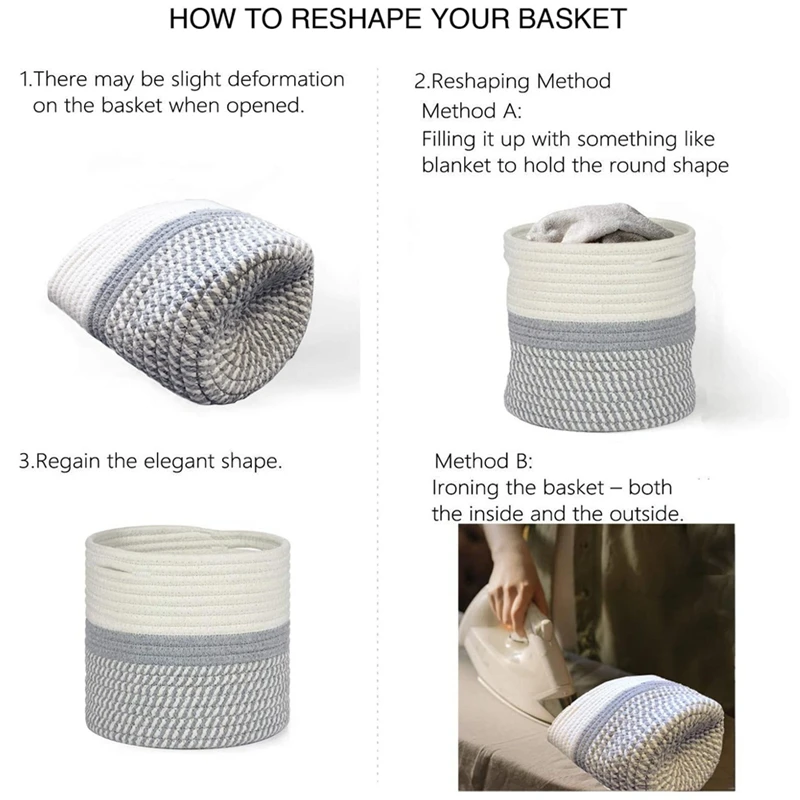 

Cotton Rope Plant Basket Modern Small Round Baskets Indoor Planter Flower Pot with Handles Storage Organizer Home Decor