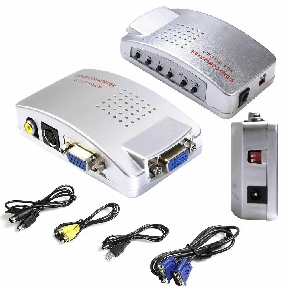 

VGA to RCA Switch Box PC to TV AV Monitor Composite S Video Converter Adapter for Computer Laptop PC