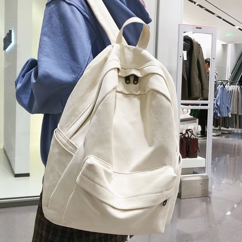 

Fashion Female Bookbag Cotton Women Backpack for Teenagers Girl College Men Black School Bag Student Mochila