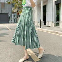 high waist pleated all match japanese plaid skirt skirt women ladies skirt vintage tutu long style loose japanese style loose hi