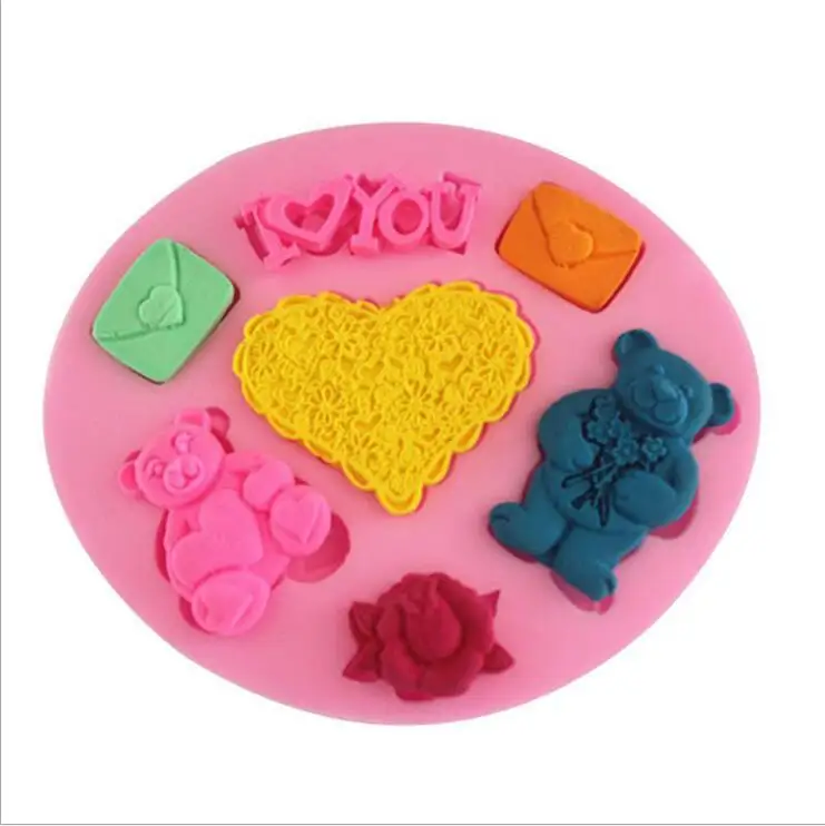 DIY инструменты украшения торта любовь куклы медведь Конверт Форма цветы