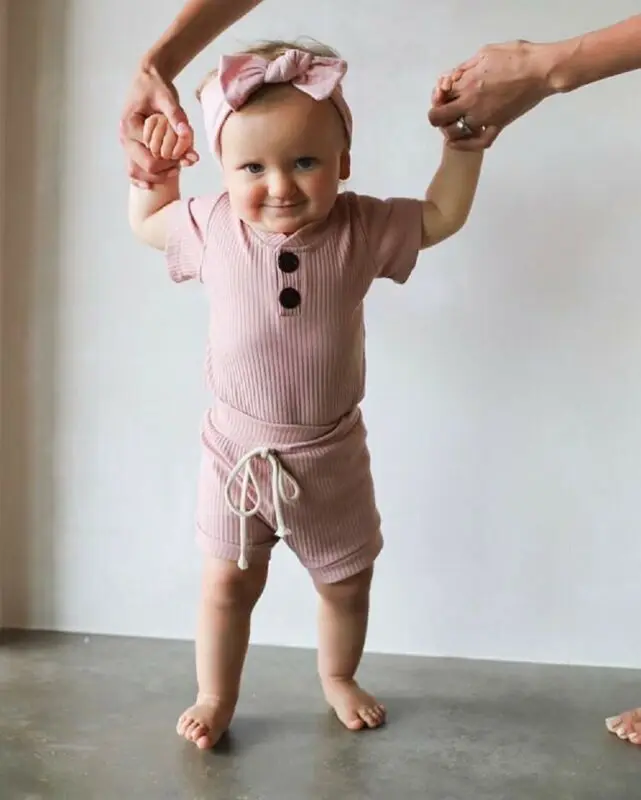 Newborn Kid Baby Boy Girl Casual Solid Clothes Romper Bodysuit Shorts Outfits Summer Set 0-24M | Детская одежда и обувь