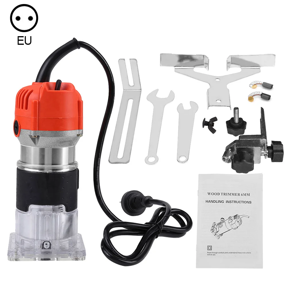 220V Electric Hand Trimmer Wood Laminator Carving Machine Edge Guide Positioner Cutting Board Woodworking Router Circle Milling
