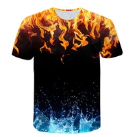 street popular flame t shirt men suit top 3d printing o neck casual short sleeved shirt clothes 2021 summer new shirt