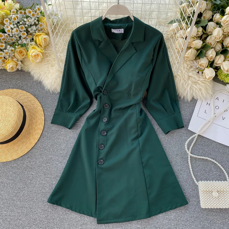 ALPHALMODA 2019 женское однобортное платье-Блейзер рукав до локтя тонкая талия зубчатый