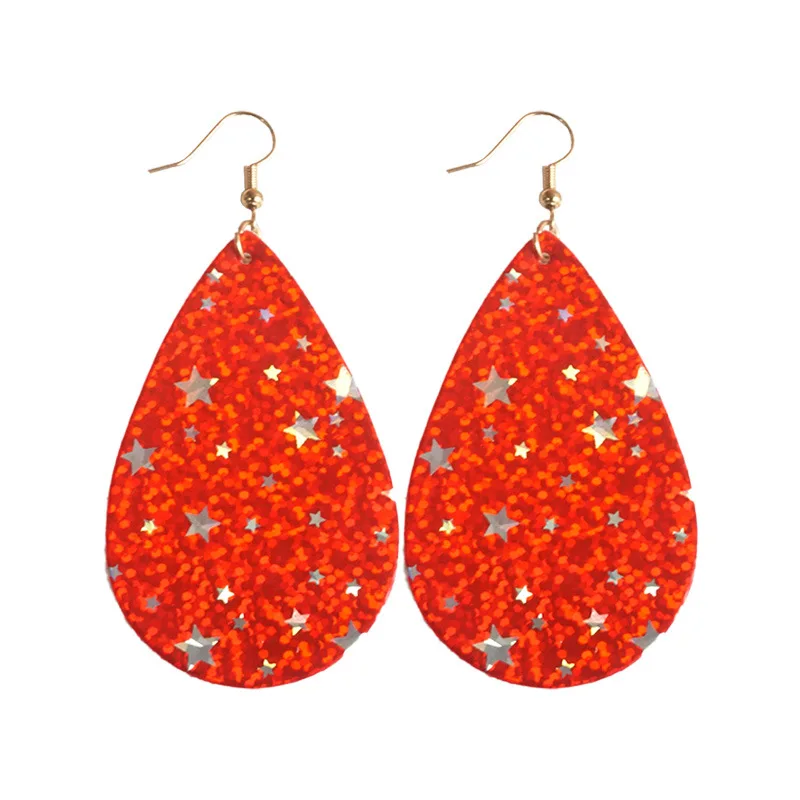 

Bling Bling Glitter Leather Drop Earrings for Women
