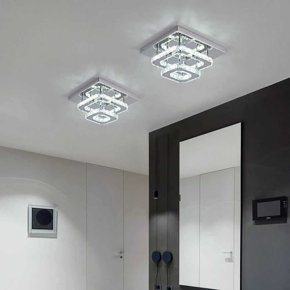 Luces de techo LED de cristal modernas plafón, lámpara de techo de acero inoxidable, accesorio de iluminación para Luminaria de comedor, Lustres