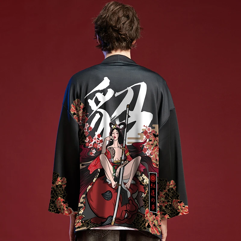 Мужское кимоно с принтом в китайском стиле кардиган куртка рубашки ветровка