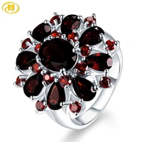 silver garnet ring 925 jewelry gemstone 7 54ct natural black garnet rings for womens fine jewelry classic design christmas gift