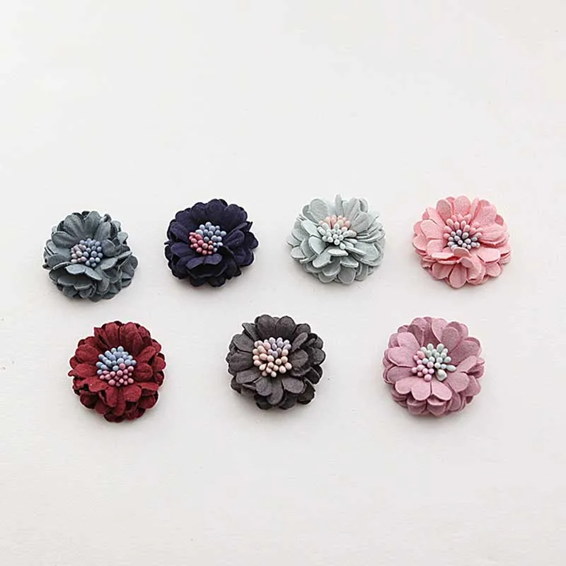 Миниатюрные тканевые цветы с тычинками для девочек детские аксессуары волос