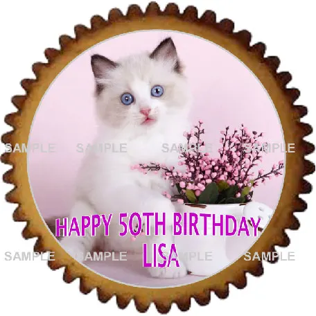 Милая кошка съедобный Топпер для торта вафель рисовая бумага печенья кексов