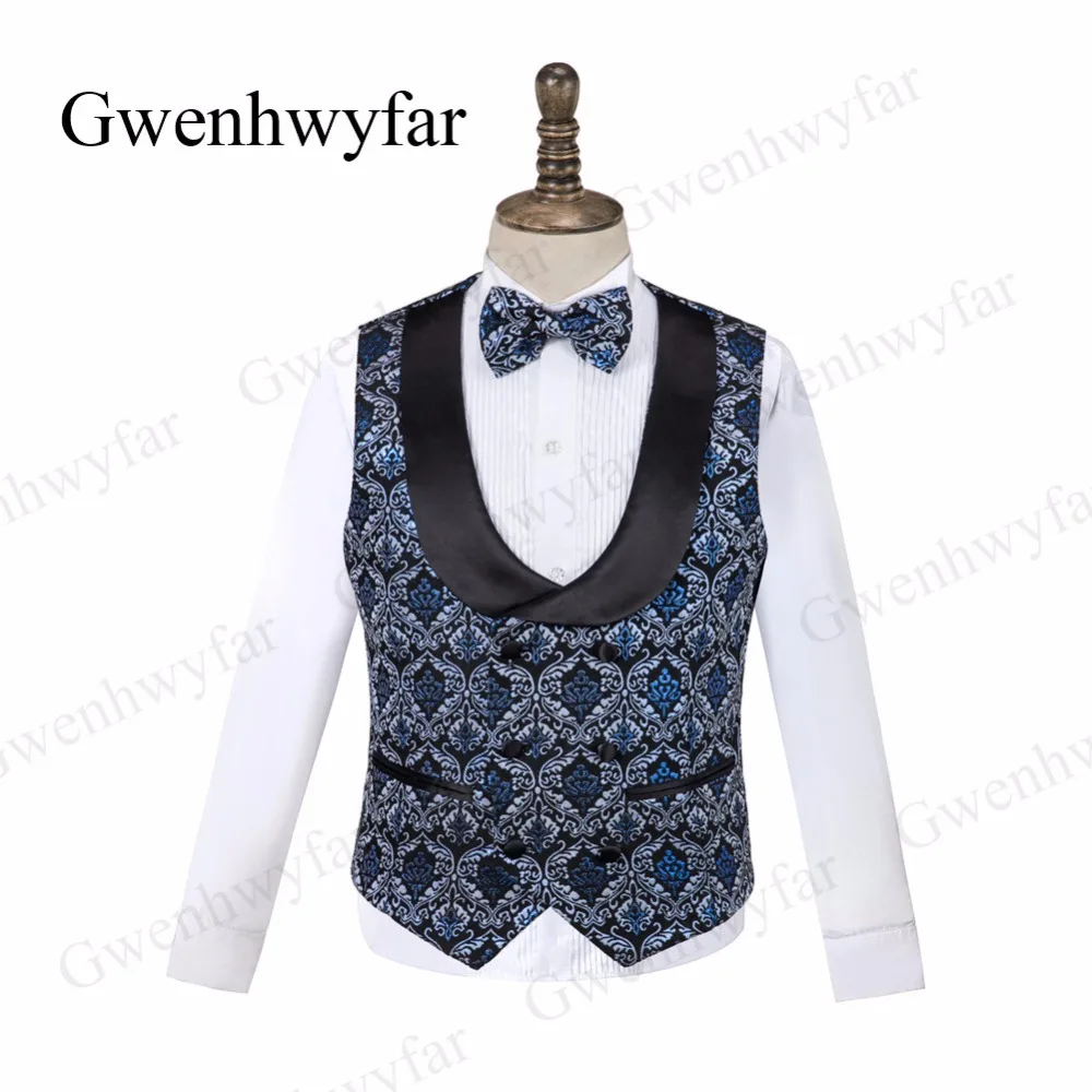 Gwenhwyfar мужской модный двубортный костюм синий цветочный Jacqaurd высококачественные для жениха костюмы для вечеринки Выпускной сценический костюм певица