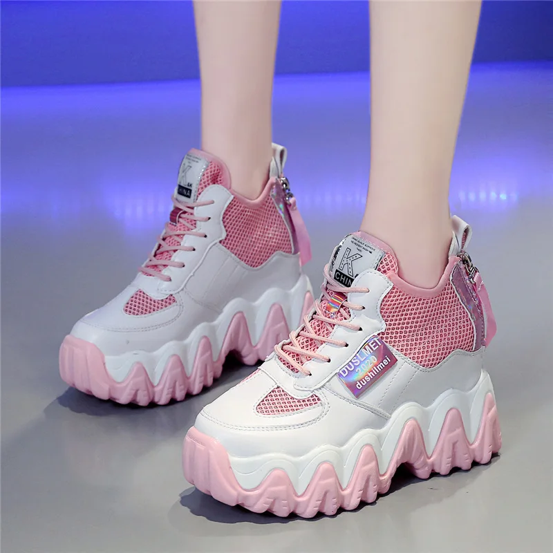 

9cm/3.5 inch Height Women's Fashion Shoes Wedge Sneakers Breathable Mesh Casual Sneaker Thick Bottom