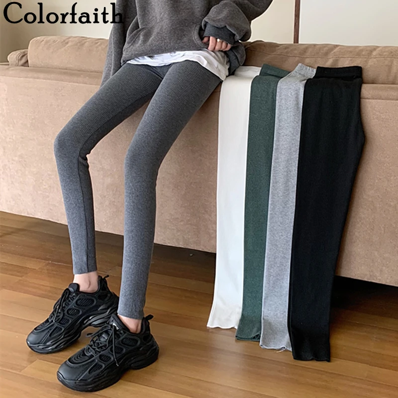 Colorfaith/Новинка 2021 года Сезон весна-осень Женские леггинсы Эластичные с высокой