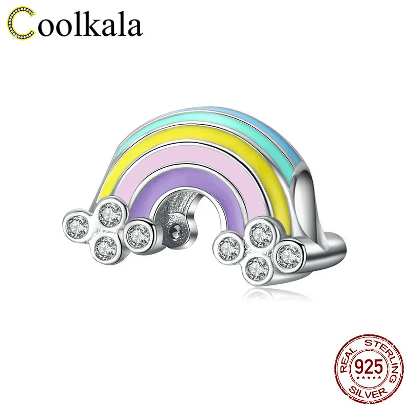 Coolkalapure серебро S925 Радужная юбка бусы Цвет в виде капель масла Diy украшения