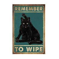 remember to wipe cat poster metal tin sign warn retro novelty music bar garage restaurant wall 8x12 inches