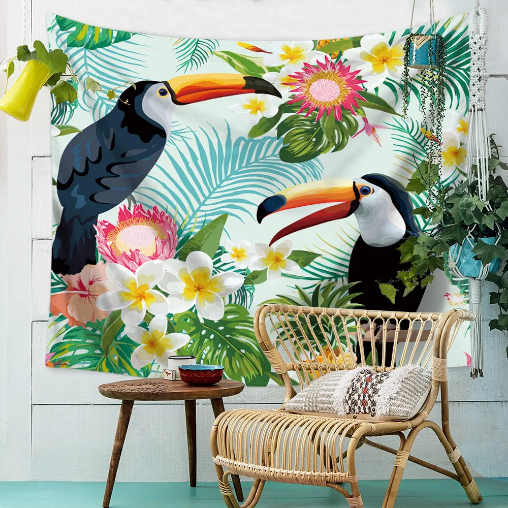 Евровинтажный гобелен с принтом птиц в стиле Хиппи Мандала настенное богемное