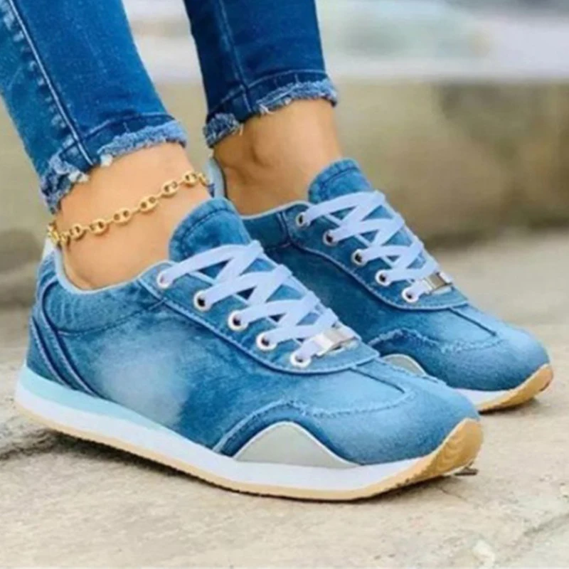 

Женские джинсовые кроссовки, на шнуровке, разноцветные, удобные, для тенниса, для лета