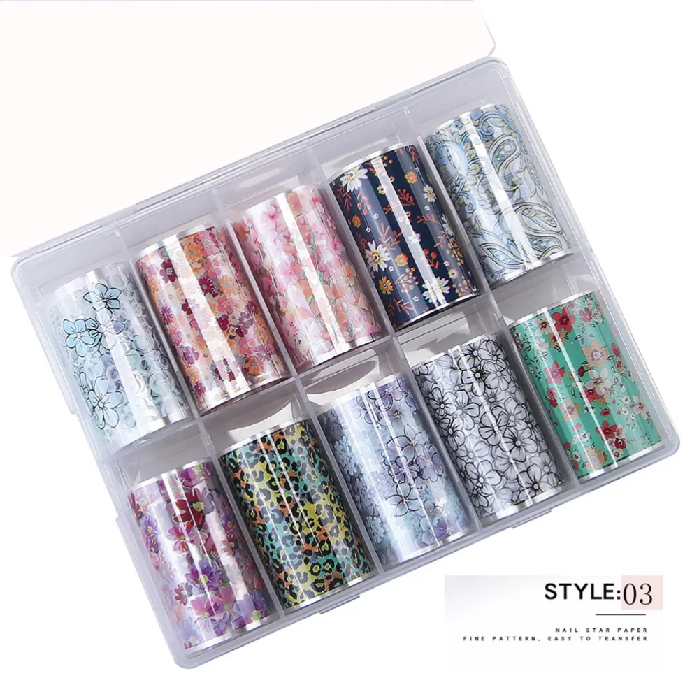

40 Rolls of Delicate Nail Decals Manicure Transfer Sticker Fingernails Flowers Starry Pattern Stickers for Lady (Mixed Style 1)