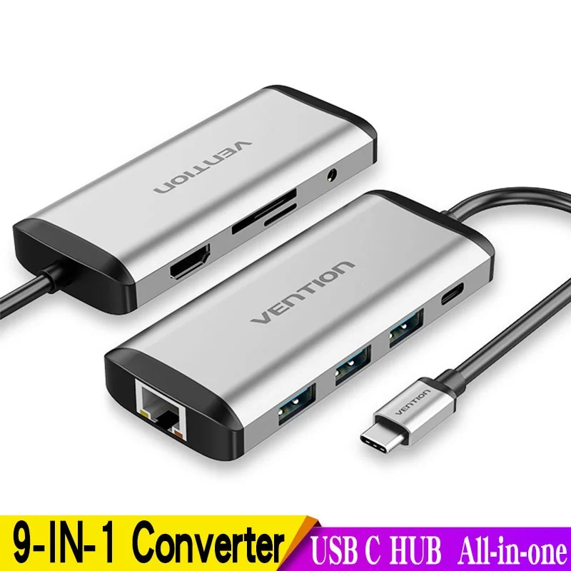 

Vention USB C HUB Type-C to 4K HDMI RJ45 VGA USB 3.0 HUB Dock for MacBook Pro Huawei Mate 30 USB-C 3.1 Splitter Port USB-C HUB