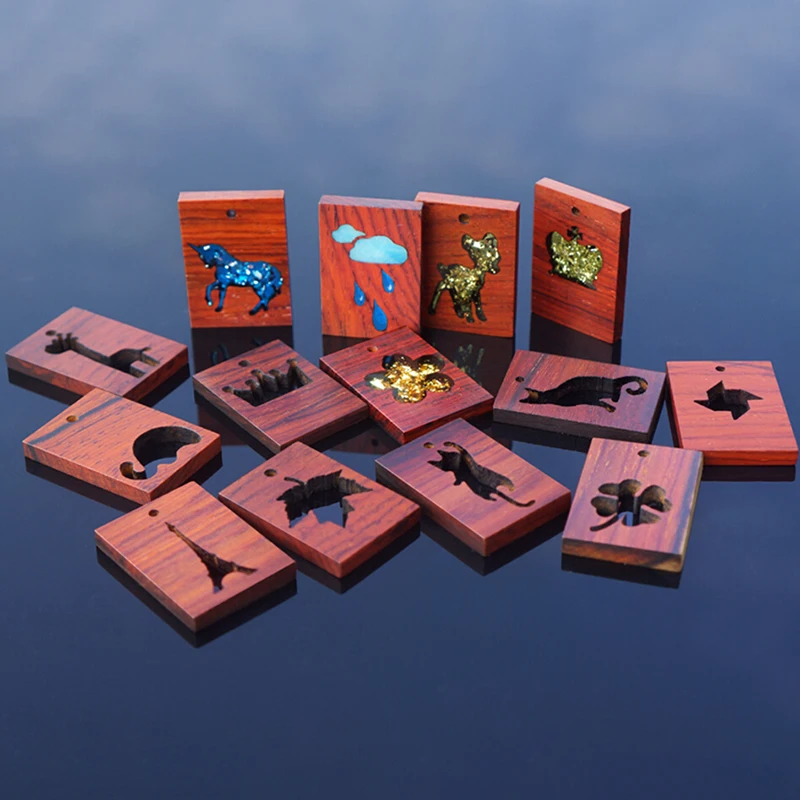 Полый деревянный каркас кулон рамка Установка кабошон УФ Смола Подвески DIY