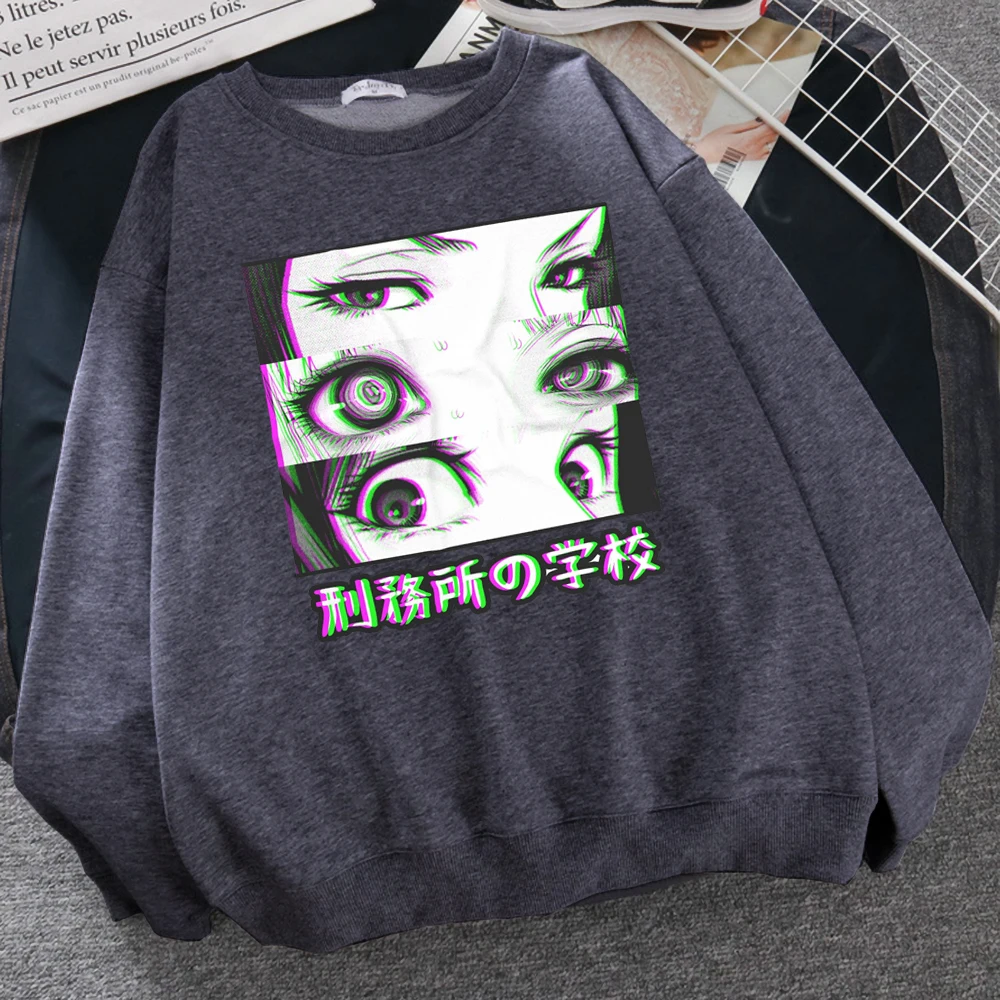Толстовка мужская с японским аниме принтом грустных глаз комикс пуловер в
