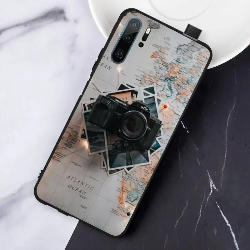 

World Map Travel Phone Case For Huawei honor Mate P 10 20 30 40 i 9 8 pro x Lite smart 2019 nova 5t