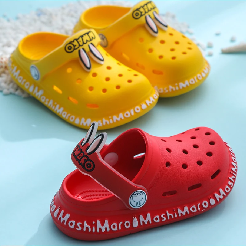 Сандалии для девочек и мальчиков милые Кроксы Нескользящие летняя пляжная обувь