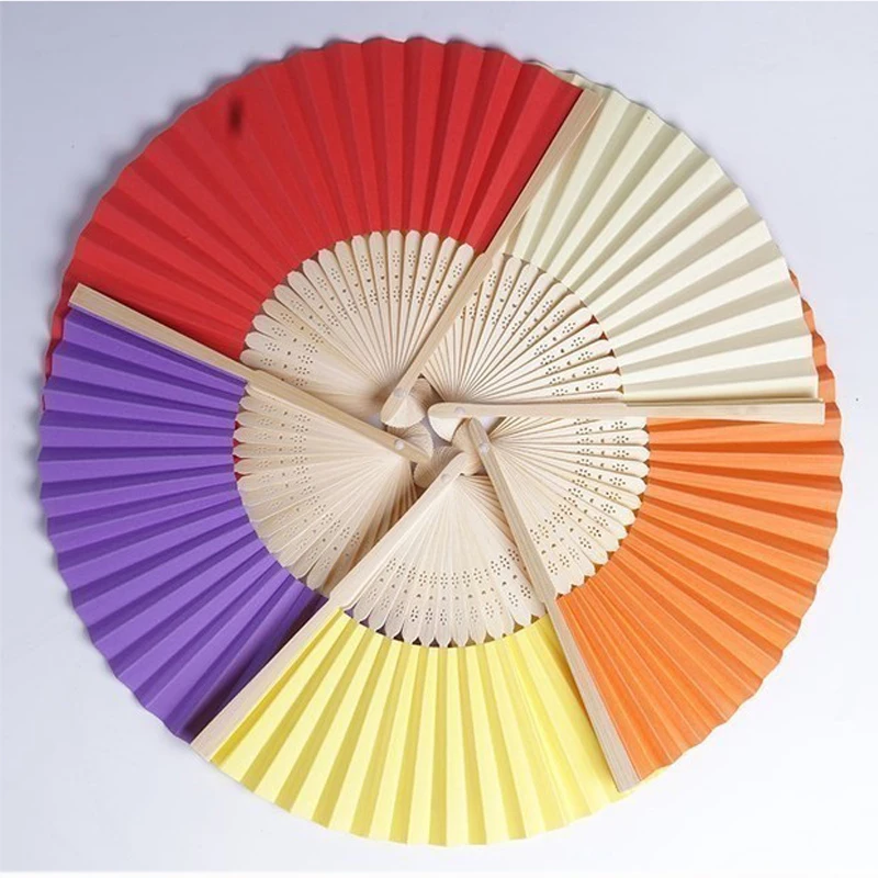 

21cm Portable White Hand-painted Foldable Paper Fan Chinese Dance Hand Fan for Party Wedding Supplies DIY Painting Fan Crafts