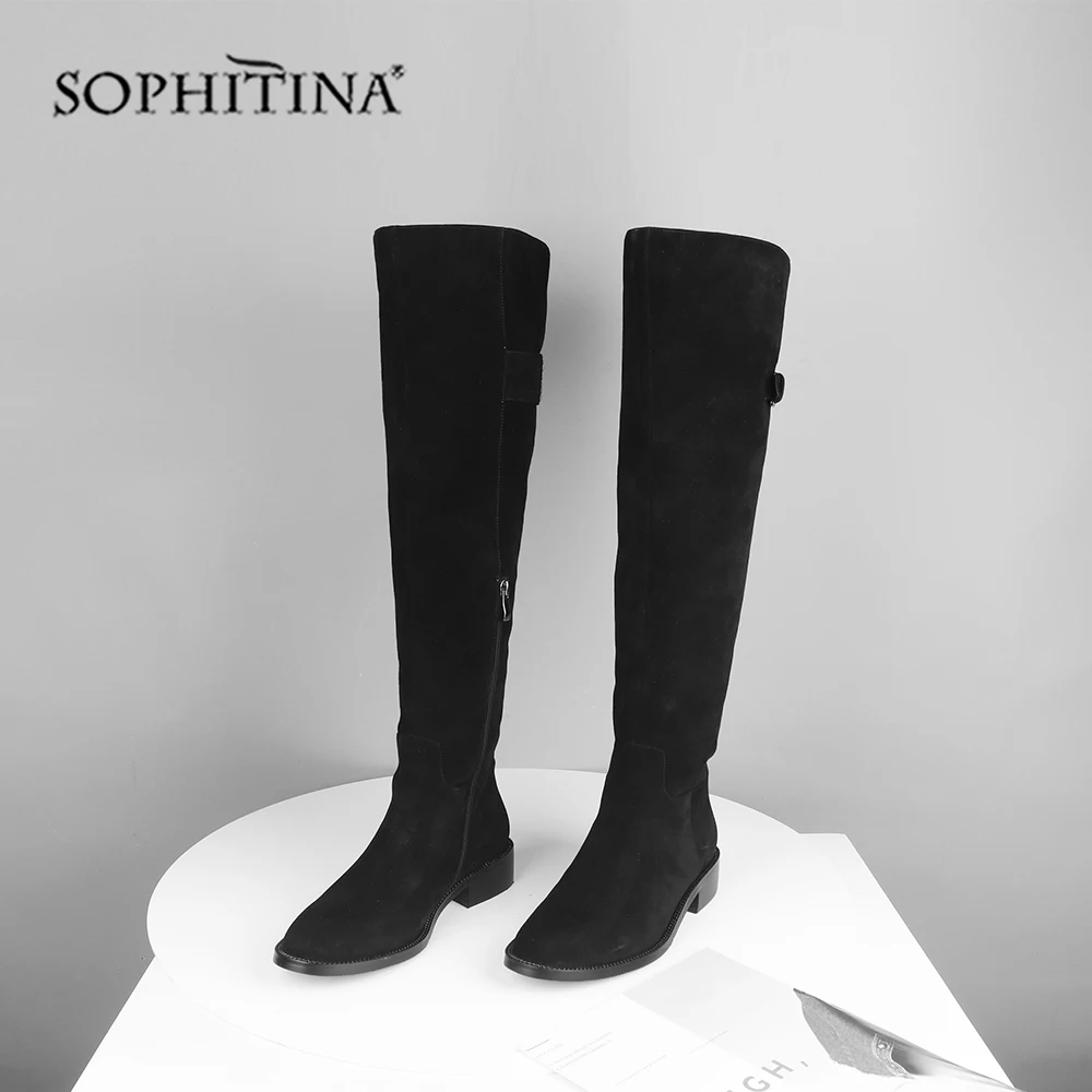 SOPHITINA/женские ботинки; Высококачественная элегантная замшевая обувь с круглым носком; однотонная удобная обувь на квадратном каблуке; новые женские ботинки; C539