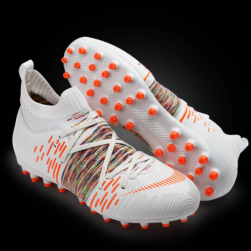 BINBINNIAO Football Shoes Men Futsal Flying Woven Breathable Football Boots Kids TF/FG Sneakers Soccer Cleats zapatos de futbol