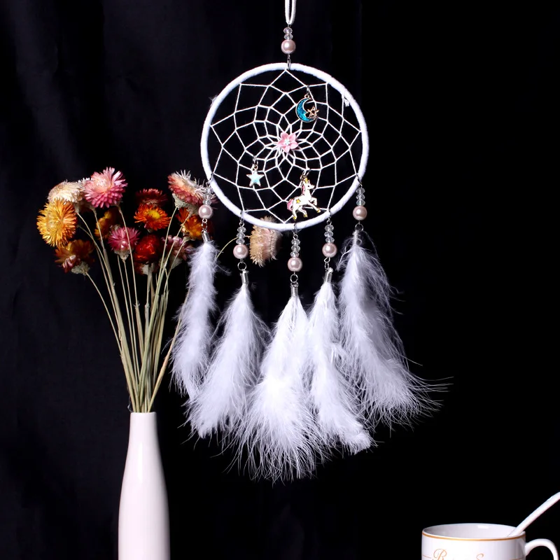 Луной и звездами лошадь Ловец снов стене висит украшение для детей Девушки номер