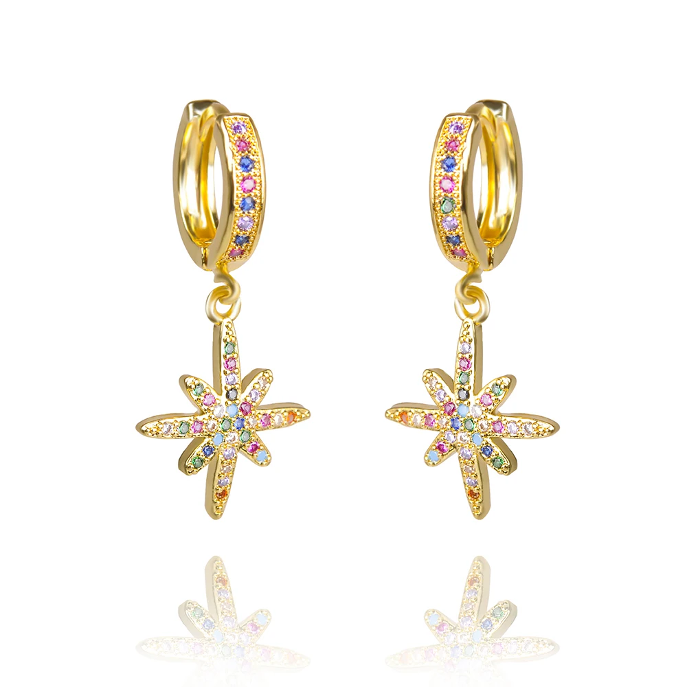Fashion rainbow zircon earrings for women dropping cz crystal heart hand cross pendant jewelry new year gifts | Украшения и