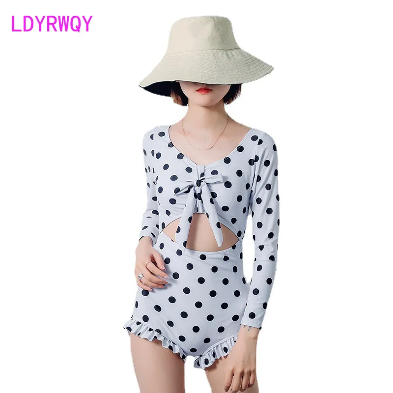 

2021 LDYRWQY Swimsuit female one-piece sexy bikini conservative Korean long sleeve hot spring new style