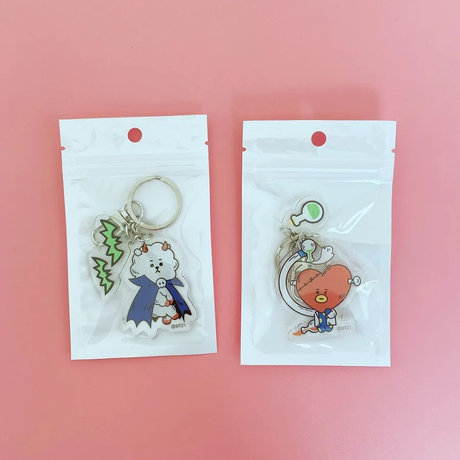 

4 JBTS Bulletproof Youth Group Halloween cartoon transparent acrylic keychain, the same pendant around