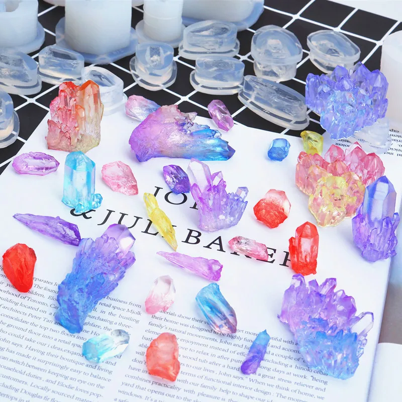 Кварцевая форма для ломтиков агат кристалл Жеода силиконовая мягкая уф смолы