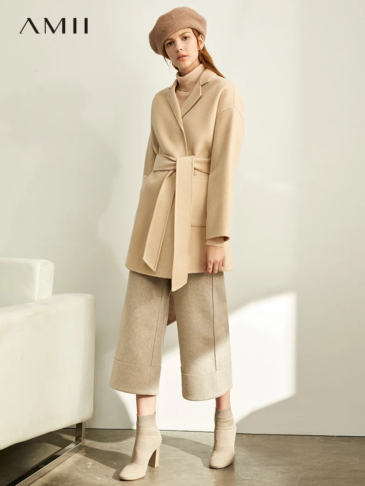 Amii минималистский ретро повседневные штаны женские новые зимние 2019 с отворотом в