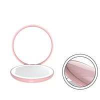 mini foldable round makeup mirror with led light 5x magnifying sensing battery pocket makeup mirror light cosmetic tool