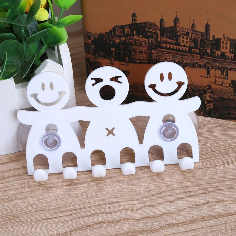 

Toothbrush Holder Wall Mounted Suction Cup 5 Position Cute Cartoon Smile Bathroom Sets