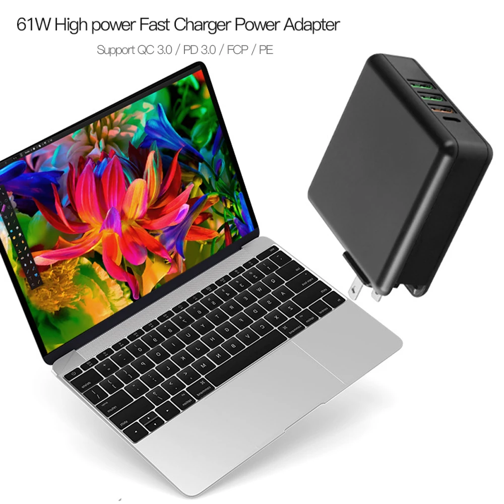 61 Вт USB C Type PD QC 3 0 4 порта быстрое зарядное устройство 45 адаптер питания для Macbook Pro