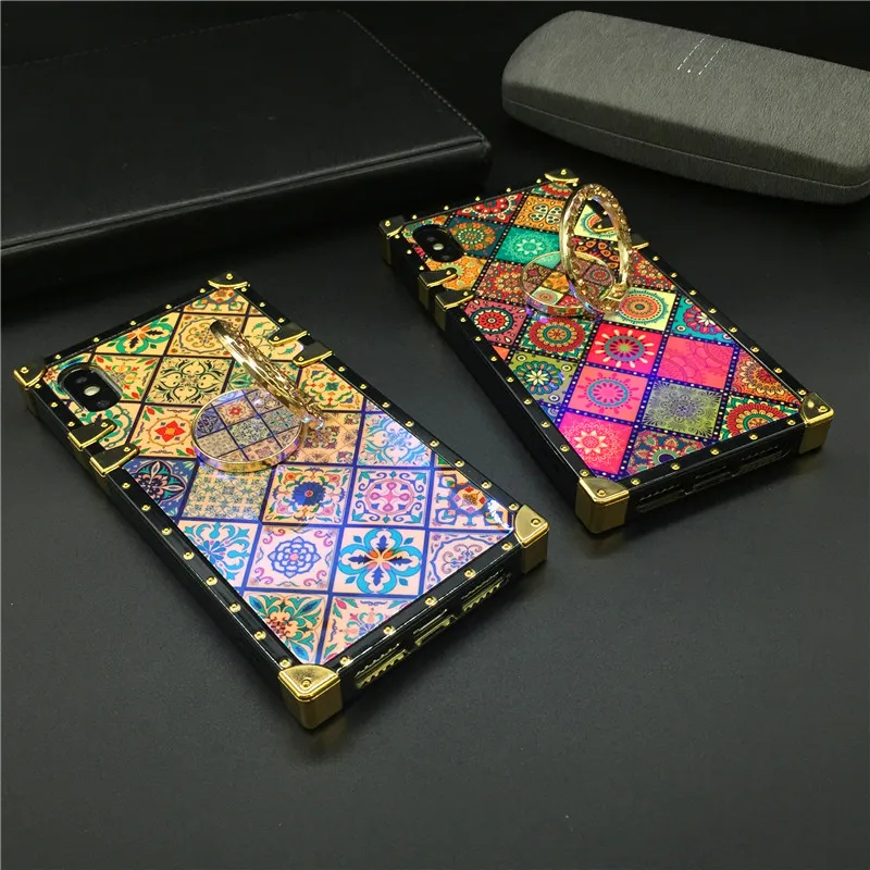 Элитный бренд плед Винтаж телефона квадратный чехол для samsung Galaxy S9 S10 J4 J6 плюс S8 Note 9 10 8 A30 A50 A70 M20 M30 A7