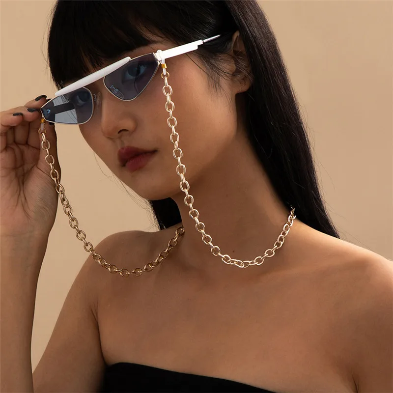 

Fashion Simple Single-layer Metal Chain Glasses Chain Hip Hop Geometric SunglassesChain