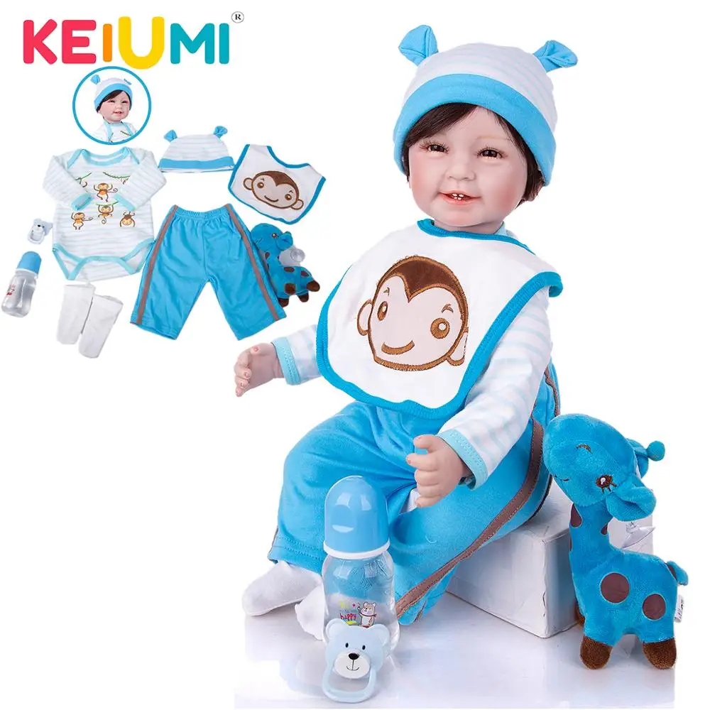 

KEIUMI Мода 22 дюймов мягкий силиконовый Новый Reborn Детские куклы Boneca Reborn Bebe игрушки ткань средства ухода за кожей ребенка куклы для детей подарк...