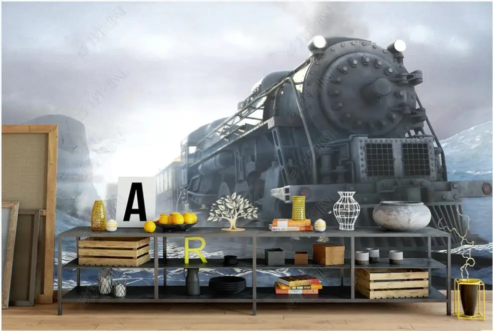 

custom Photo wallpaper on the wall Retro steam train smoke living room home decor 3d wallpaper for the bedroom wall