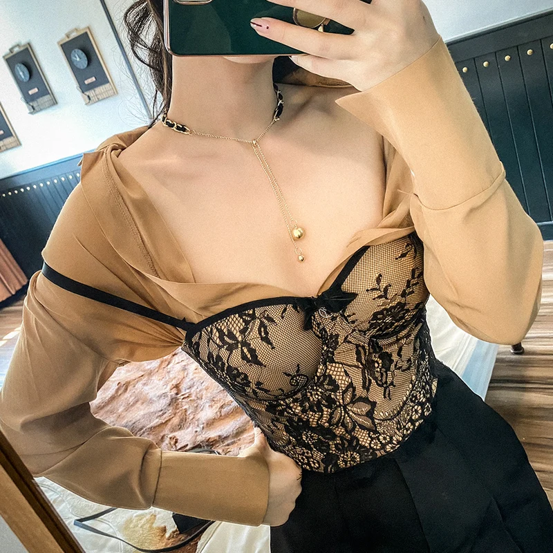 

Le Palais Vintage 2020 Original New Complex Production Vintage Lace Sexy Fishbone Collect Waist Tight Sexy Camis top women