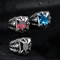 exaggerated dragon claw shape ring bohemian crystal inlaid ring mens ring metal crystal inlaid ring accessories party jewelry