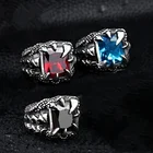 Массивное кольцо в форме когтя дракона, инкрустированное в богемном стиле, мужское кольцо с металлическим кристаллом, инкрустированное кольцо, аксессуары вечерние, ювелирные изделия