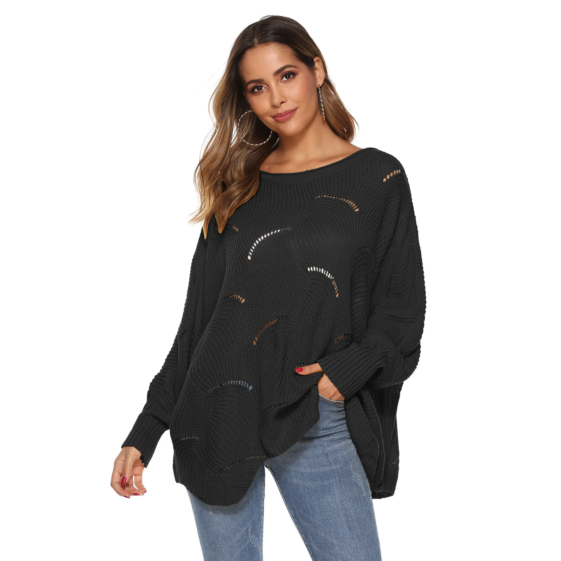 

Women Solid Sweaters Off Shoulder Jumper Knitted Baggy Tops Pullover Femme Korean Pull Shirts Jumper