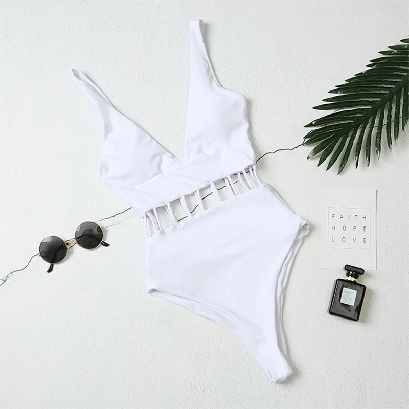 Новый сексуальный купальник с глубоким v образным вырезом Женский цельный костюм