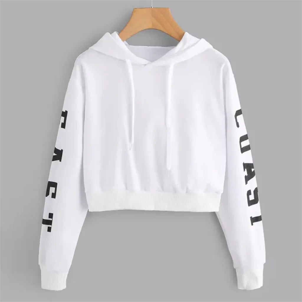Sweetshirts Autumn Long Sleeve Sweatshirt Hooded Pullover Tops Letters Blouse Hoodie Las Mujeres Спортивный Костюм Женск#B